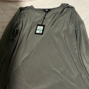 DKNY Sage Green Draped Long Sleeve Blouse